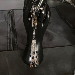 Elegant Black and Silver Keychain with Tassels